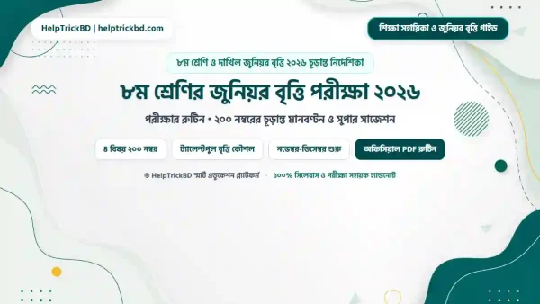 ৮ম শ্রেণির জুনিয়র বৃত্তি পরীক্ষার রুটিন 2026: পরীক্ষার মানবণ্টন ও Best Complete Guide (সুপার সাজেশন)
